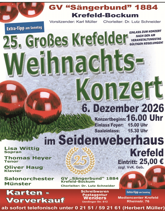 Seidenweberhaus Krefeld Event Weihnachtskonzert Hochformat